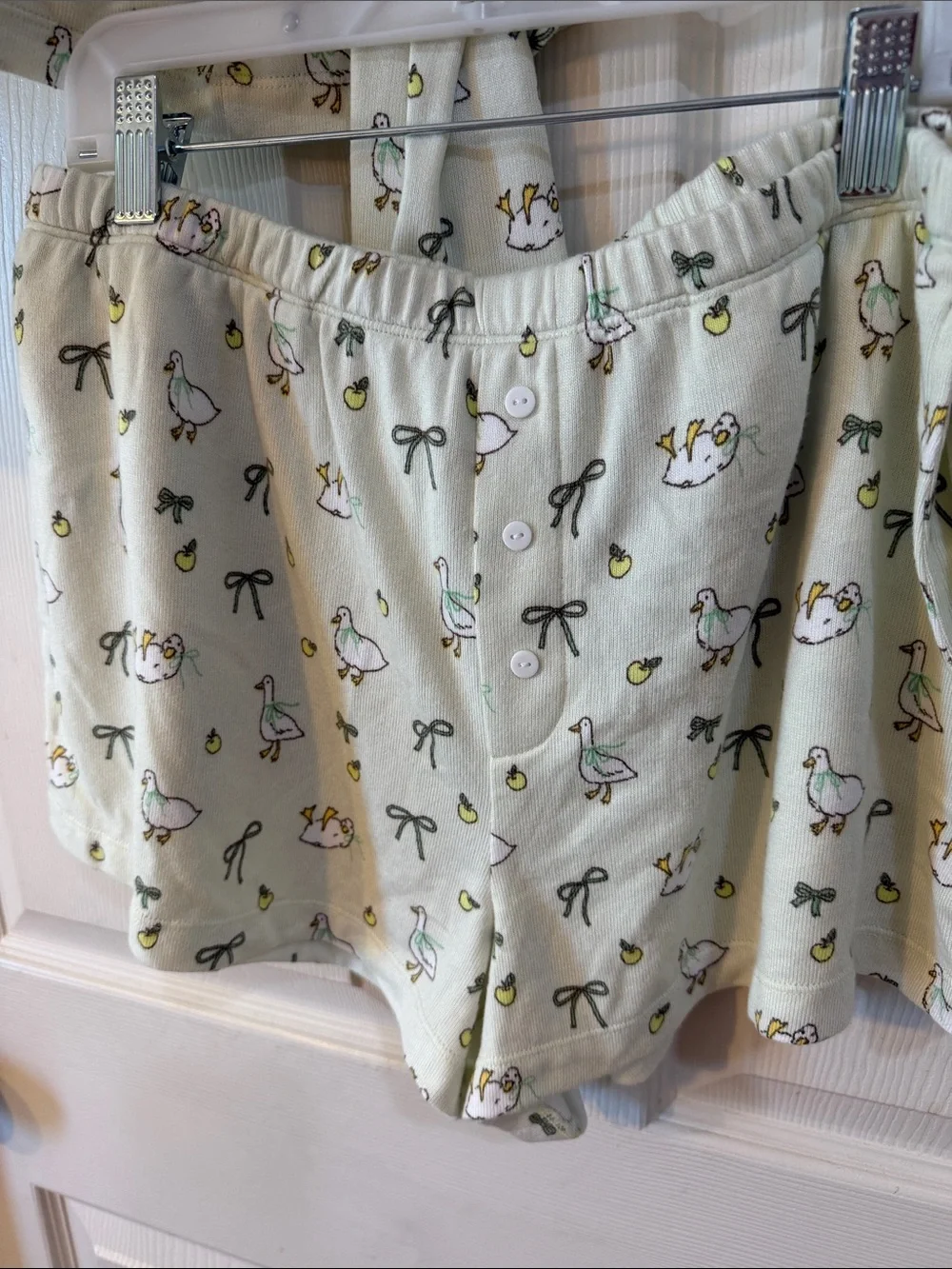 American Eagle Outfitters Light Mint Two-Piece Pajama Set with Duck Print
